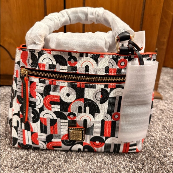 Mickey Dinsey Geometric Patterned Handbag - Red Black White